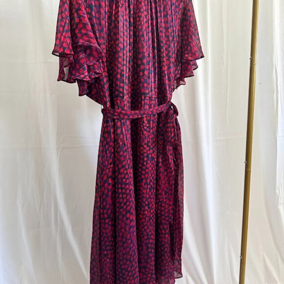 Tahari ASL Women's Plus 24W Navy dress with red/purple polka dots - Picture 11 of 11